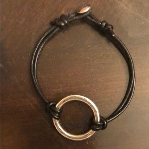 James Avery Riata Leather/silver charm bracelet